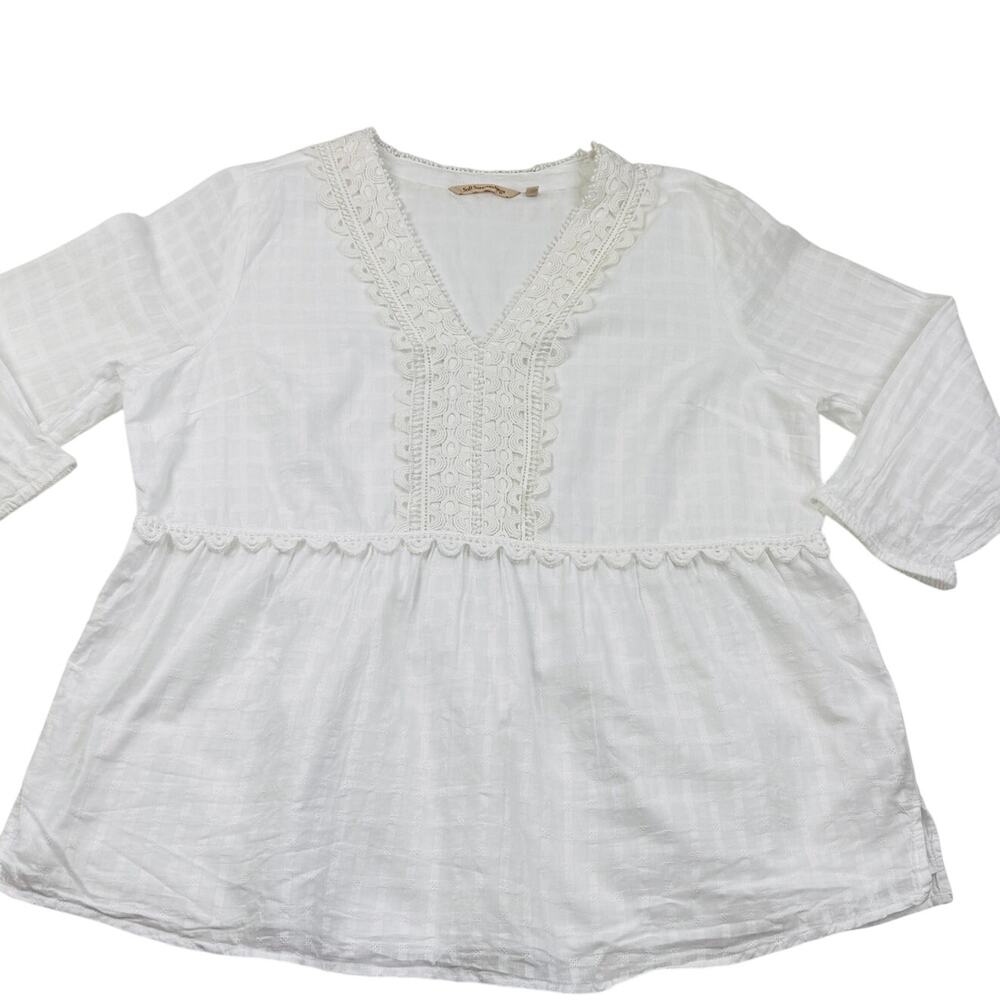 Soft Surroundings Crisp Lightweight Cottage Feminine Blouse Women's Size XL